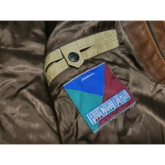 LONE PINE Leather Romeo Jacket Men 46 Brown Beige Wool Lined Outdoor Made In USA - Picture 5 of 13